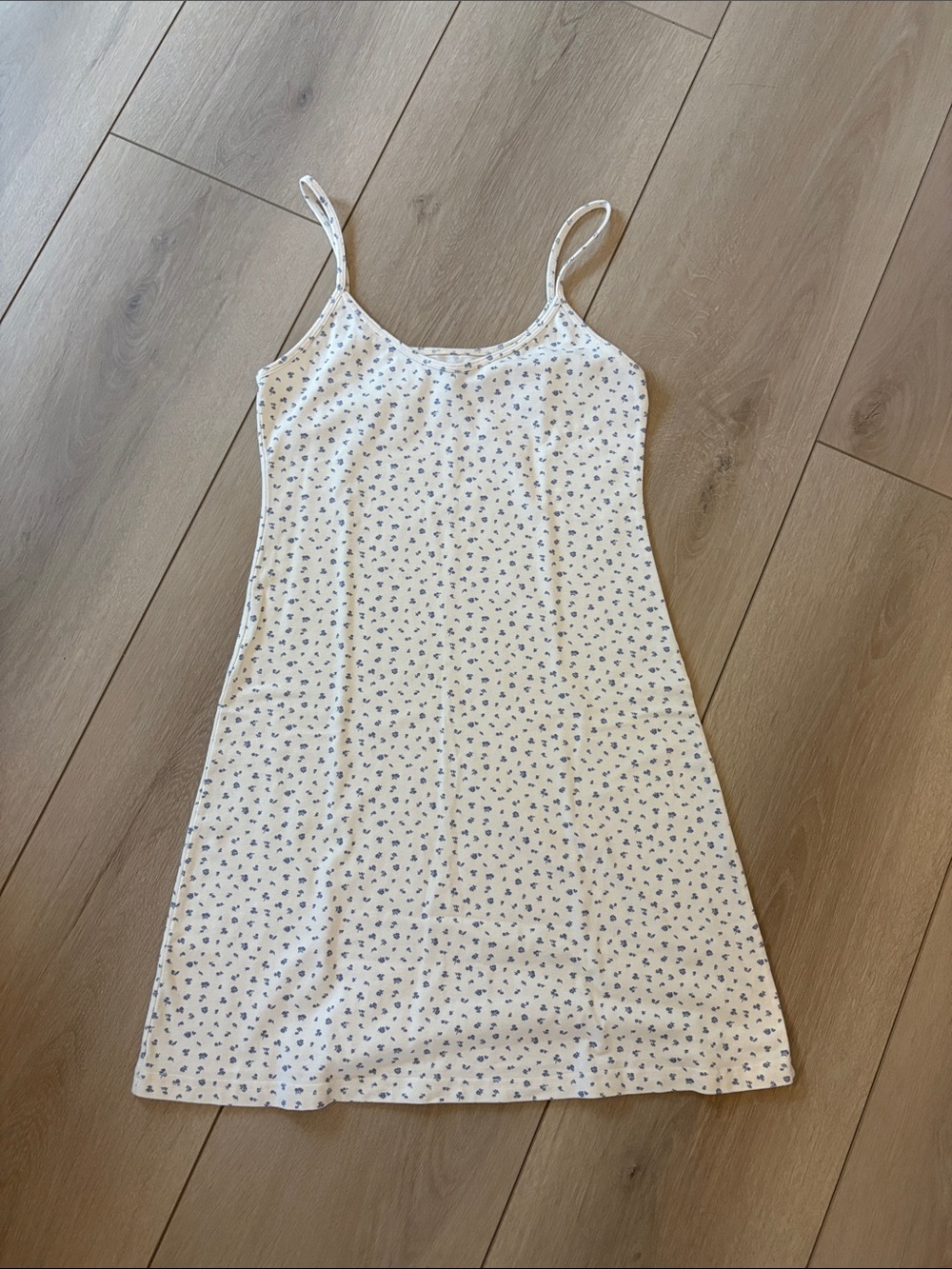 Brandy Melville Cream Dress with Blue Floral Detail